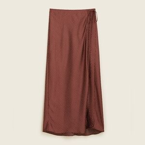 J. Crew Wrap slip skirt in polka dot Rich Brown